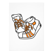 orange and white basketball sneakers graphic personalized invites