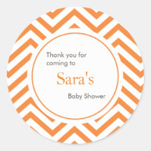 Orange and White Chevron Favour Sticker