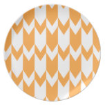 Orange and White Chevron Pattern. plates