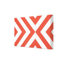 Orange and White Chevrons Stretched Canvas Print