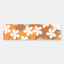 Orange and White Flowers. Floral Pattern. Bumper Sticker