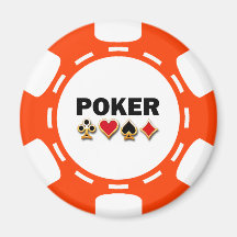 ORANGE AND WHITE POKER CHIP MAGNET