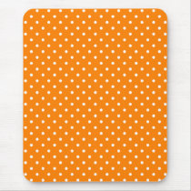 Orange and White Polka Dots Mousepads