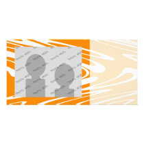 Orange and White Retro Pattern. Photo Card Template