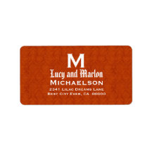 Orange and White Wedding Monogram Personalized V05 Labels