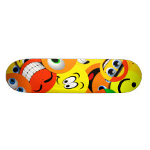 ORANGE AND YELLOW SMILEY FACES COLLAGE SKATEBOARD