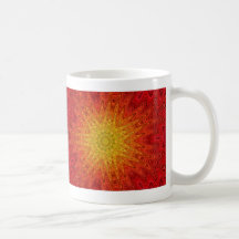 Orange and Yellow Sun/Star/Heart Mandala Coffee Mugs