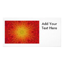 Orange and Yellow Sun/Star/Heart Mandala Customized Photo Card