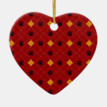 Orange Argyle Paw Prints Christmas Tree Ornament