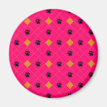 Orange Argyle Paw Prints Fridge Magnets