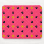 Orange Argyle Paw Prints Mousepad