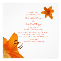 Orange Asiatic Lily Wedding Invitation