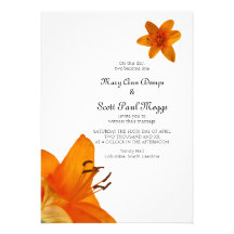 Orange Asiatic Lily Wedding Invitation