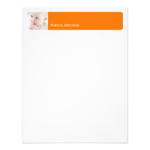 Orange band modern photo thank you flat note card personalized invite
