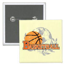 Orange Basketball T-shirts and Gifts Pinback Buttons