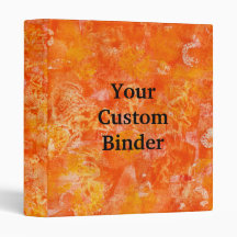 Orange Batik Style Watercolors Vinyl Binders