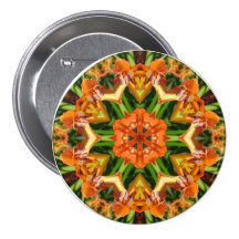 Orange beauty collage mandala - Button