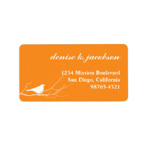 Orange bird on branch modern style return address labels