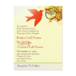 Orange Bird Tree Circle of Love Wedding Invitation Postcards