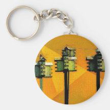Orange Birdhouses Keychain