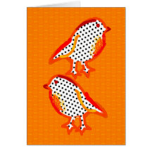'orange birds' digital painting card