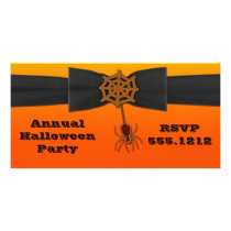 Orange & Black Bling Spider Web Picture Card