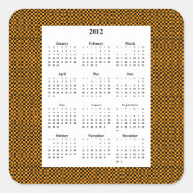 Orange & Black Chequered Design 2012 Calendar Stickers