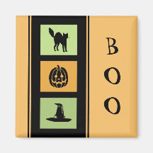Orange Black Green Boo! Halloween Magnet