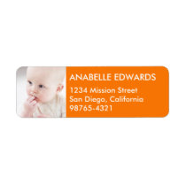 Orange block custom photo modern return address labels
