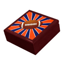 Orange Blue and White Football Retro Trinket Box