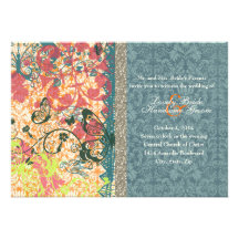 Orange Blue Boho Chic Gypsy Wedding Invitations