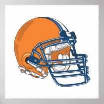 Orange blue helmet