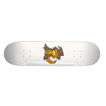 Orange cat in witches outfit skateboard decks
