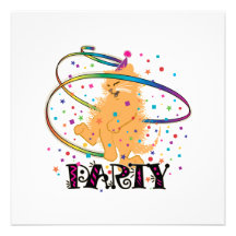 Orange Cat Rocking Out Personalized Invitation