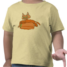 Orange Cat with Pumpkin Mask Tee Shirt