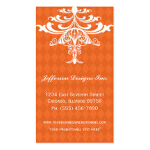 Orange Chandelier Chequered Business Cards