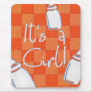 Orange Checkerboard It's A Girl! Mouse Mats
