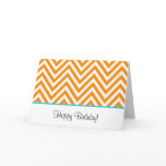 Orange Chevron Preppy Birthday Card
