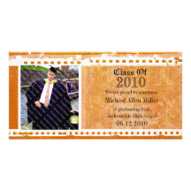 Orange Citrus Grunge Graduation Photo Card