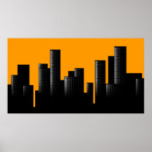 orange cityscape posters