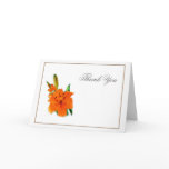 orange colour lily flowers,  thank you note card.