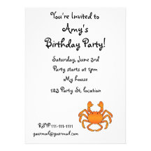 Orange crab invitations