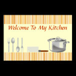 Orange Cream Striped Kitchen Poster posters