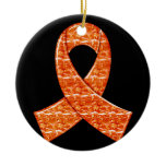 Orange Crystal Ribbon Kidney Cancer MS Leukemia Christmas Ornaments
