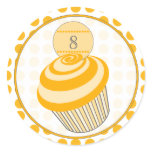 Orange Cupcake / Orange Polka Dot Birthday Sticker