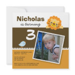 Orange Custom Lion & Birdie Birthday Party Invite