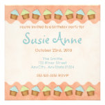 Orange Cute Cupcakes Invitation invitations