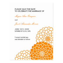 Orange Dahlia Save the Date Postcard