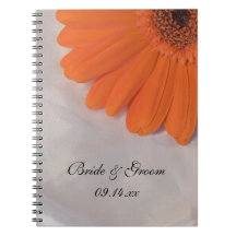 Orange Daisy and Satin Wedding Spiral Notebook