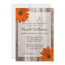 Orange Daisy Rustic Barn Wood Bridal Shower